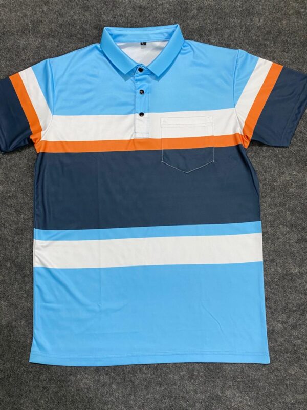 Chinese Polo T-shirt – Sky Blue with Sublimation Print