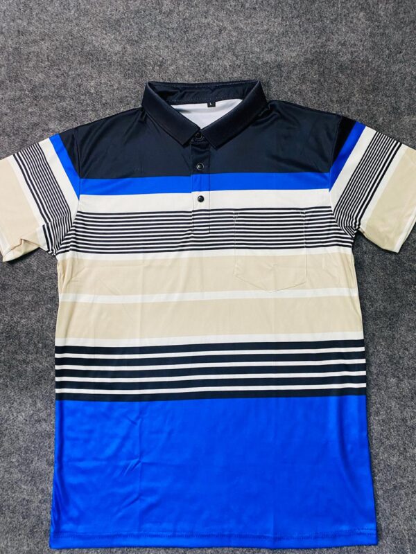 Chinese Polo T-shirt - Blue with Sublimation Print